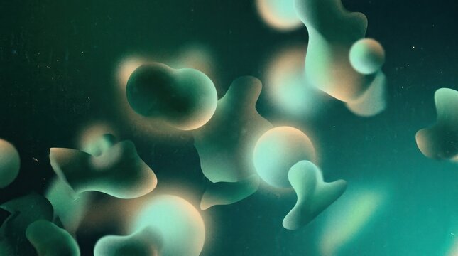 A green and blue abstract digital art piece with a fluid, organic texture.