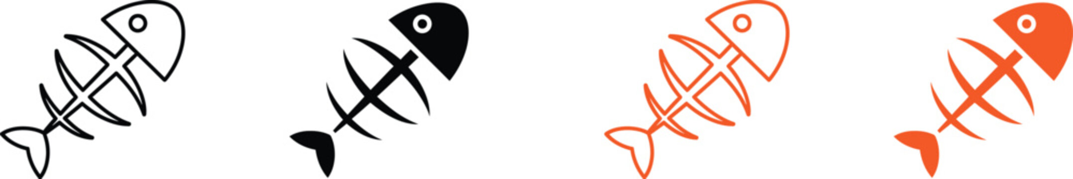 cartoon fish bones in black and orange