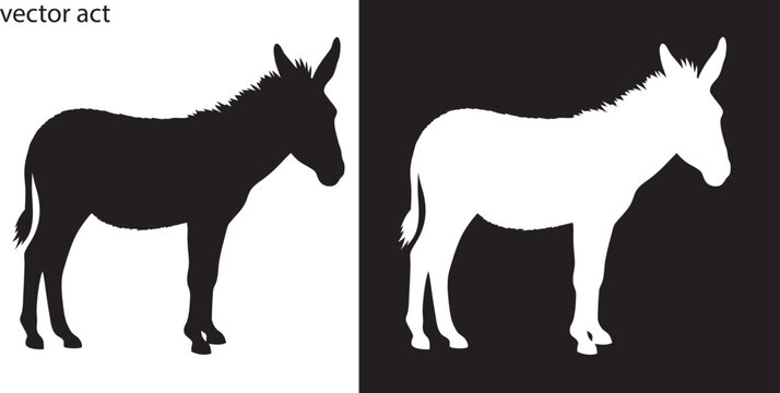 Donkey vector silhouette Set, animal donkey vector Isolated illustration white background
