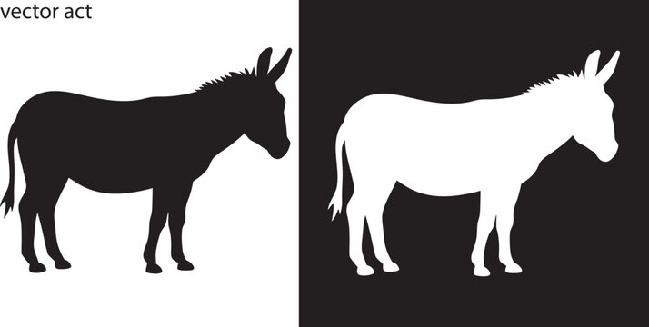 Donkey vector silhouette Set, animal donkey vector Isolated illustration white background
