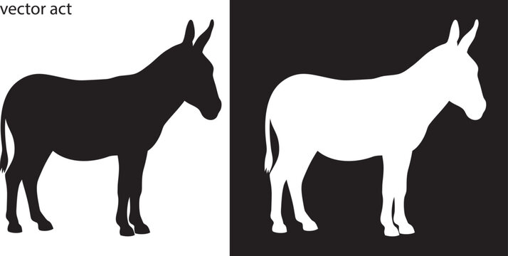 Donkey vector silhouette Set, animal donkey vector Isolated illustration white background
