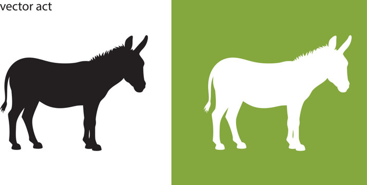 Donkey vector silhouette Set, animal donkey vector Isolated illustration white background
