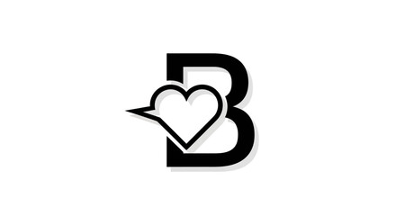 Minimalist black letter B logo with heart speech bubble © joko