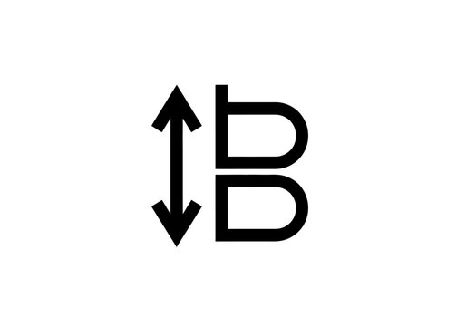 Minimalist black letter B with vertical double headed arrow