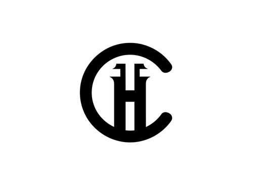 Minimalist black letter CH monogram logo on white background