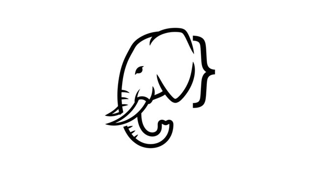 Minimalist elephant head logo with tech coding brace symbol