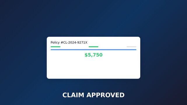 Insurance claim approval notification with policy details and amount  