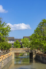 Fototapeta premium Stone Bridge and Canal in Jiangnan Water Town, China