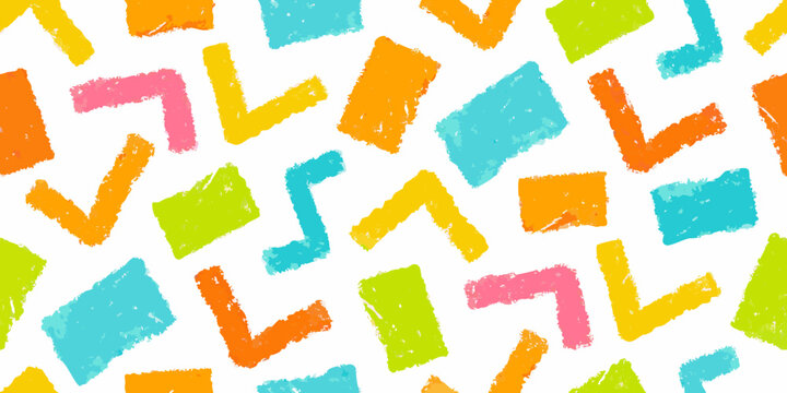Colorful abstract crayon strokes pattern on a white background