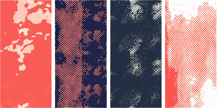 Distressed dotted patterns on rectangular panels vector illustration
