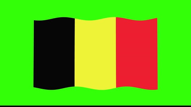 Waving national flag of the Belgium on green screen background. 4K Video
