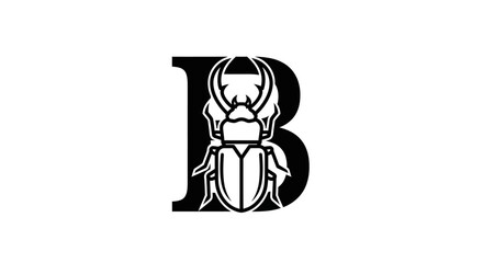 Stag beetle illustration in a letter b shape graphic design on white background © Tamyisgank