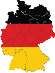 Obraz premium Germany Map with National Flag Colors Vector Illustration