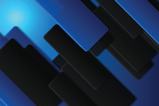 Abstract geometric shapes with gradient blue and black lighting effects