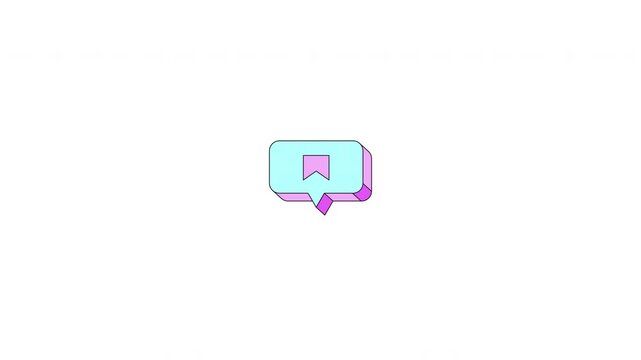 Bookmark popup alert bubble neubrutalism UI element animation. Saved content notification. Reading list. Animated flat user interface component for web and app design. Neo memphis motion graphic
