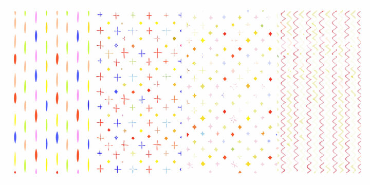 Colorful geometric pattern with crosses plus signs and wavy lines