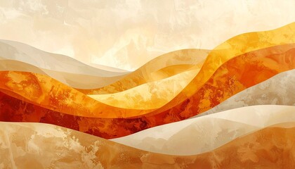Abstract fluid waves with vibrant orange and yellow gradients creating a dynamic organic composition for backgrounds © Muhammad