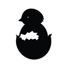 Cute baby bird emerging from egg silhouette vector illustration design, easter chick hatching silhouette vector illustration © hamiduls11arts