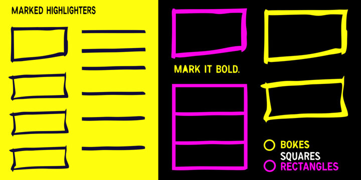 Hand Drawn Rectangular Frames And Lines On Two Tone Background