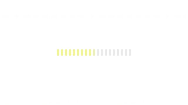 Rounded bar progress loader flat UI overlay element animation. Highlighted segments on loading indicator state. Animated user interface component for web and app design. Modern motion graphic