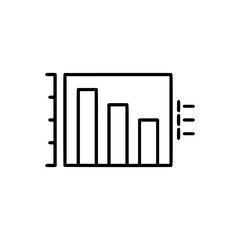 Obraz premium Falling Bar Chart Graphic: A simple line graphic of a bar chart displays a downward trend, indicating a decline or decrease in data.
