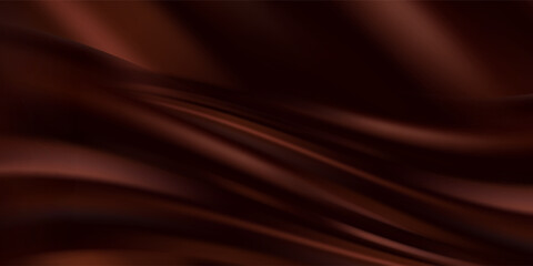 Obraz premium Luxury brown satin fabric texture vector. Elegant silky wave background with smooth flowing drapery pattern for rich anniversary graphic, award, and fashion.