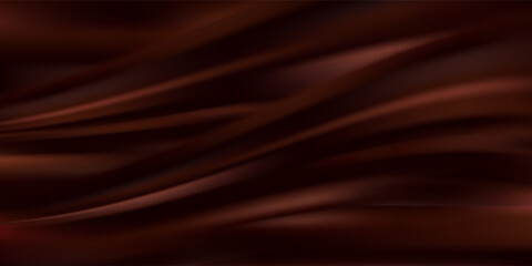 Obraz premium Luxury brown silk wave abstract vector background. Elegant satin fabric texture with soft flowing wavy curves for royal wedding invitation or classic event.