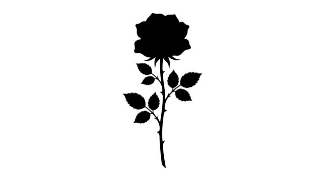 4th July, Independence day of America. Black rose silhouette, floral icon, vector graphic, minimalist design Vector