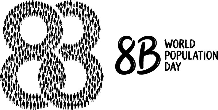 World population day concept with 8 billion people on earth