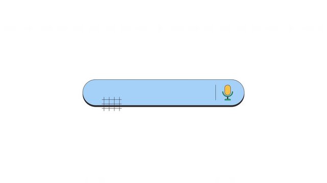 Voice input field neubrutalism UI element animation. Search with microphone icon. Audio interaction. Animated flat user interface component for web and app design. Neo memphis motion graphic