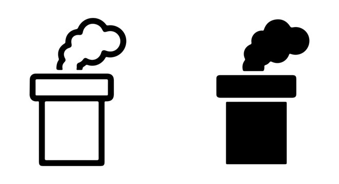 Chimney Icons, Smoke Stack Vector Symbols, Pollution Emission Graphics, Industrial Vent Illustration