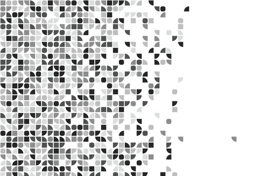 Geometric mosaic pattern in black, white, and gray triangles on seamless background, geometric pattern
