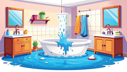 Fototapeta premium Water pouring into a bathtub.