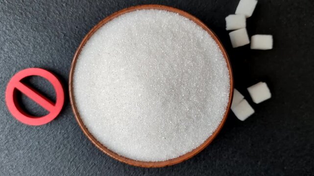 Sweet white sugar as a source of glucose. White sugar as a food background for your design