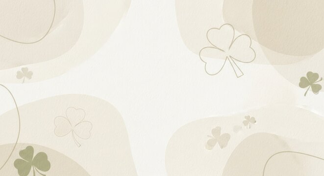 Abstract background with a pattern of clover leaves and geometric shapes.