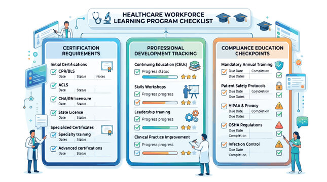 Healthcare Workforce Learning Program Checklist Infographic.
