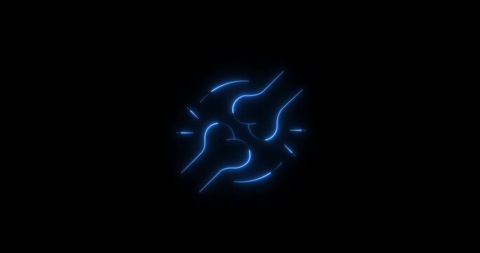 Joint pain, arthritis line icon. Motion graphics of neon line joint painicon