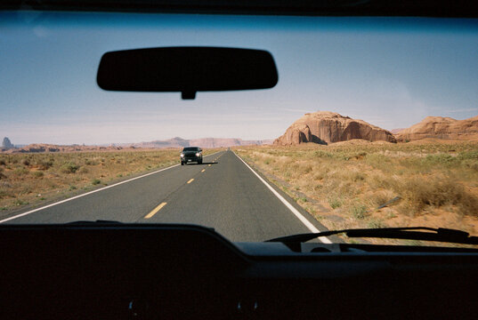Southwest Road trip car perspective on trip film Arizona