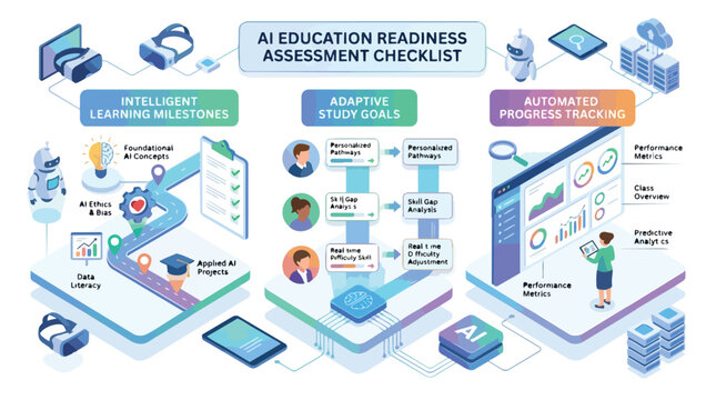 AI Education Readiness Assessment Checklist Infographic Concept.