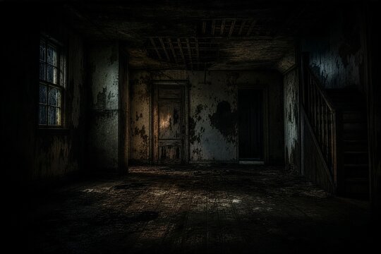 Dark abandoned horror room background