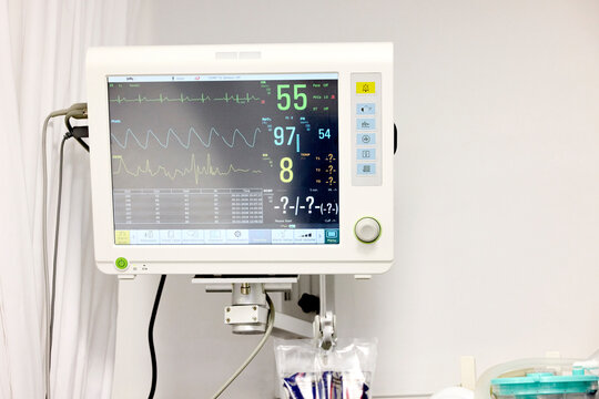Hospital Monitor Displays Patient Vital Signs Indoors