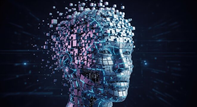 Abstract digital human head representation with geometric elements
