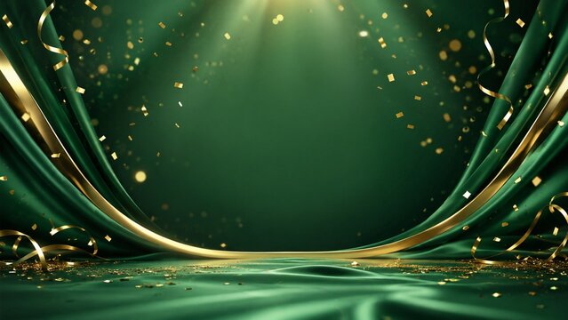 Emerald Gold Confetti Luxury Background
