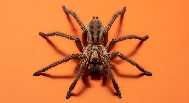 camel spider on vibrant orange background