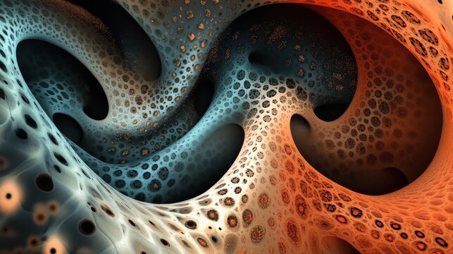 Intricate abstract neural network patterns with organic textures and flowing forms in dim, modern lighting