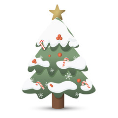 Obraz premium Snowy Christmas Tree with Candy Canes