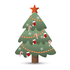 Obraz premium Festive Christmas Tree with Holiday Decorations