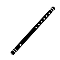 Minimalist black flute silhouette icon isolated on transparent background  © Ammu