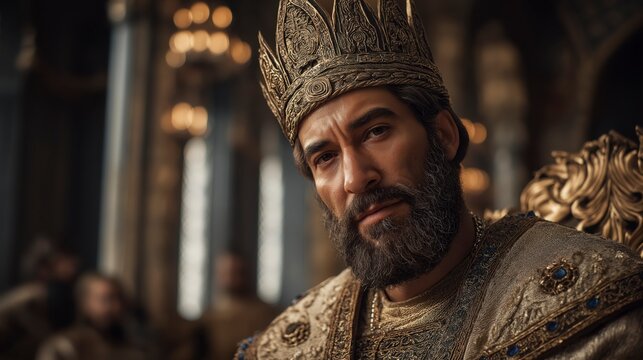 Tigranes the Great sits upon a majestic throne in his royal hall, embodying the power, wisdom, and ambition that elevated Armenia into one of the greatest kingdoms of the ancient world.
