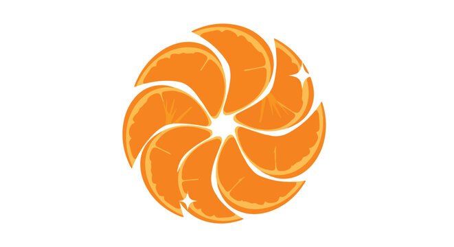 Minimalist Orange Slices Arranged in a Circular Spiral Vector Logo